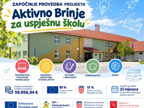 Započinje provedba projekta „Aktivno Brinje za uspješnu školu” Započinje provedba projekta „Aktivno Brinje za uspješnu školu”