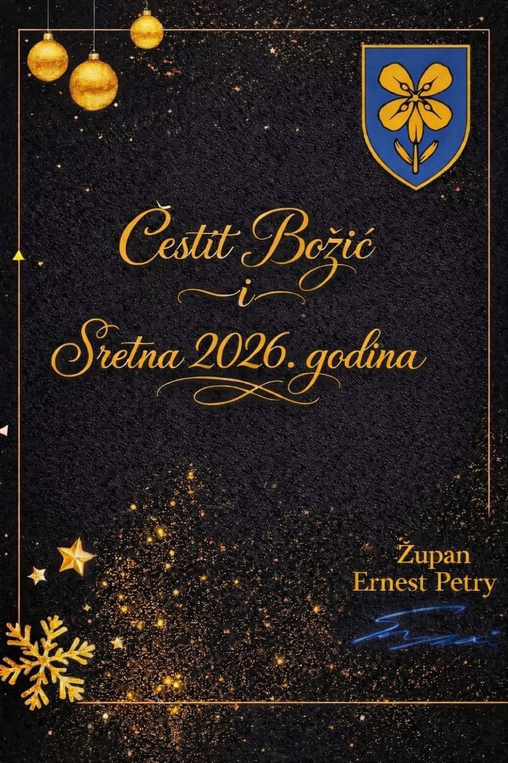 Čestitka župana Petryja povodom nadolazećih blagdana