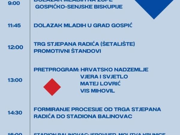 Program 12. Susreta hrvatske katoličke mladeži u Gospiću