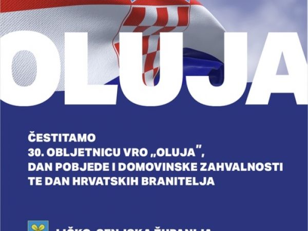 Program svečanosti povodom obilježavanja Dana pobjede i domovinske zahvalnosti, Dana hrvatskih branitelja i 30. obljetnice vojno-redarstvene operacije “Oluja”