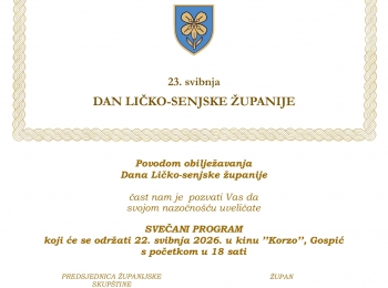 Ličko-senjska županija - Dan Ličko-senjske županije obilježit će se uz bogat program i koncert Jole