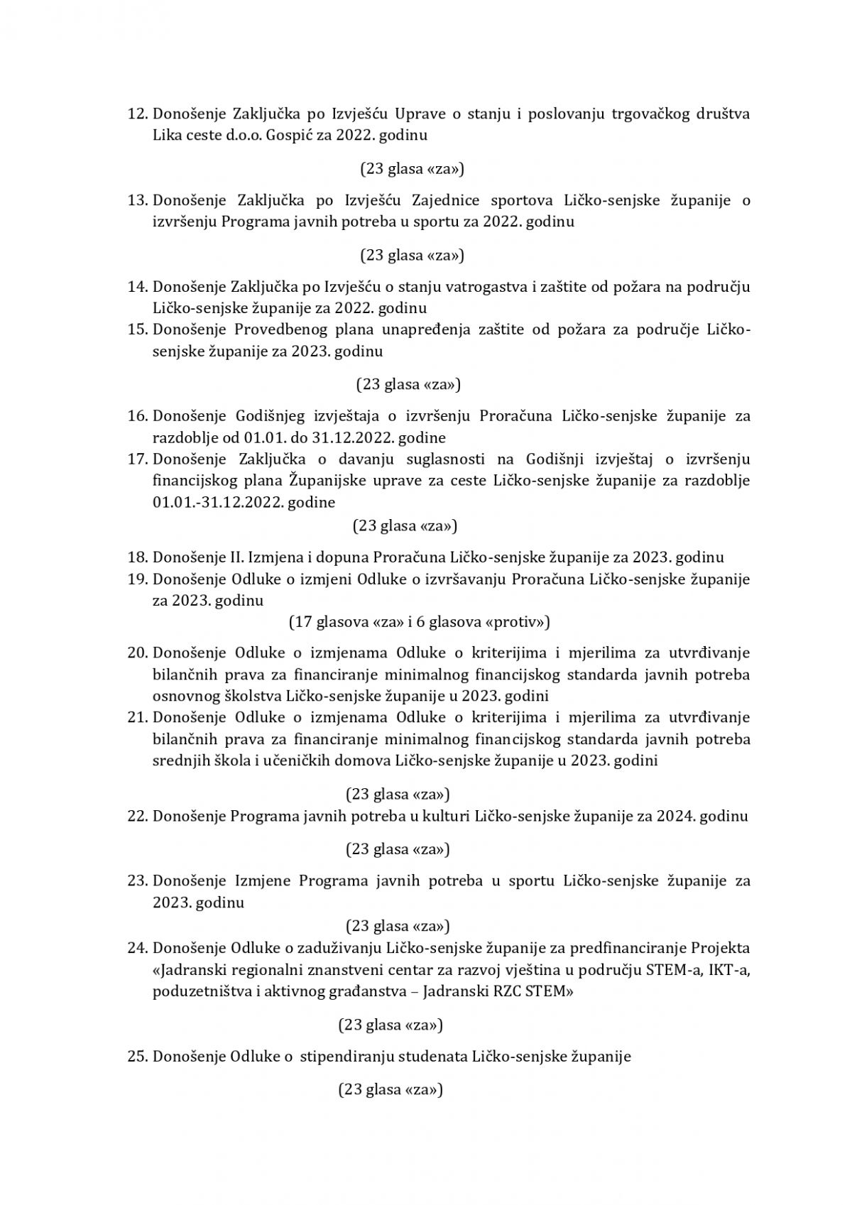 Održana XV. sjednica Županijske skupštine Ličko-senjske županije